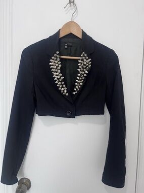 Vintage Zara DIY Cropped Blazer Punk Studded Spikes Size M Can Fit Smaller 1/1